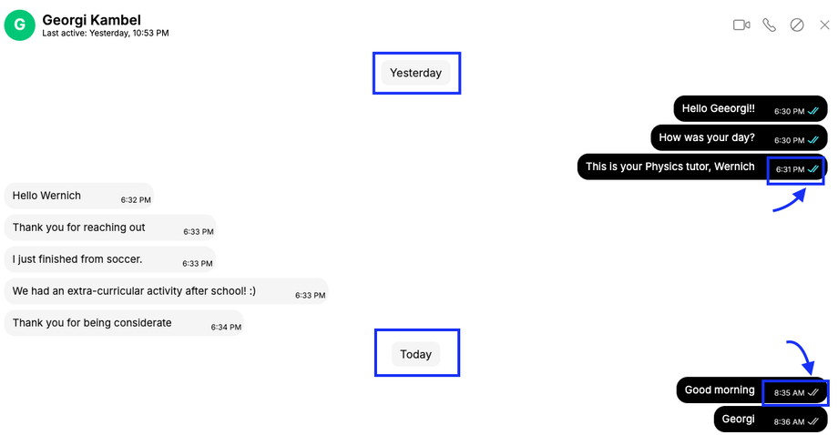Last Active and Read Receipts - Suited Tutor