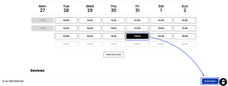 Tutor Time Slot Booking - Suited Tutor