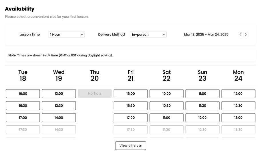 Tutor Availability - Suited Tutor