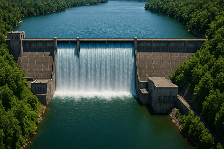 A dam almost full.