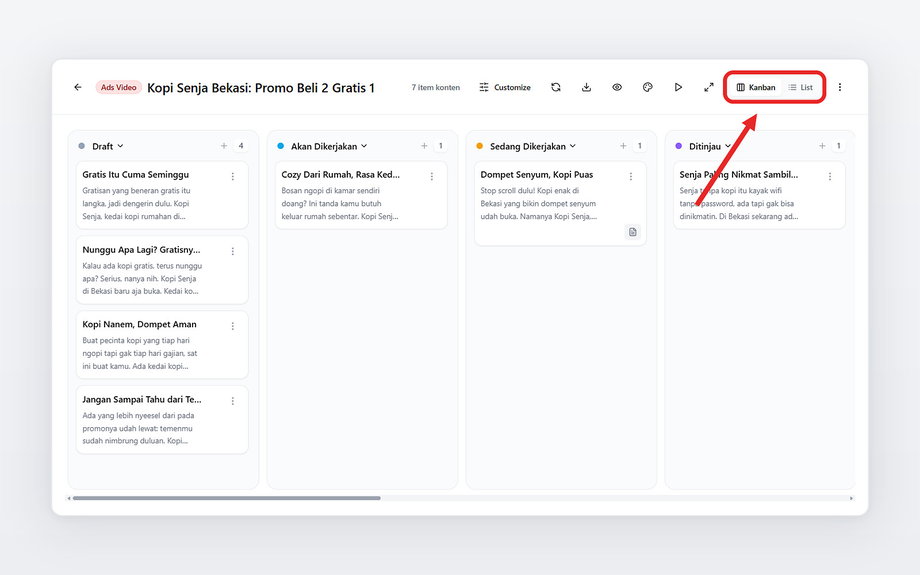 Kanban skrip iklan