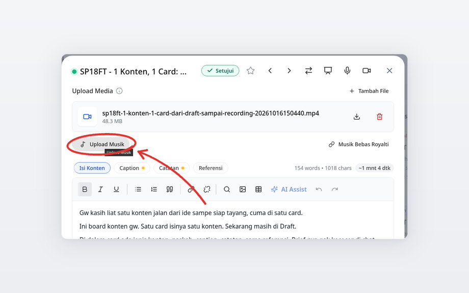 Upload musik dan status lisensi