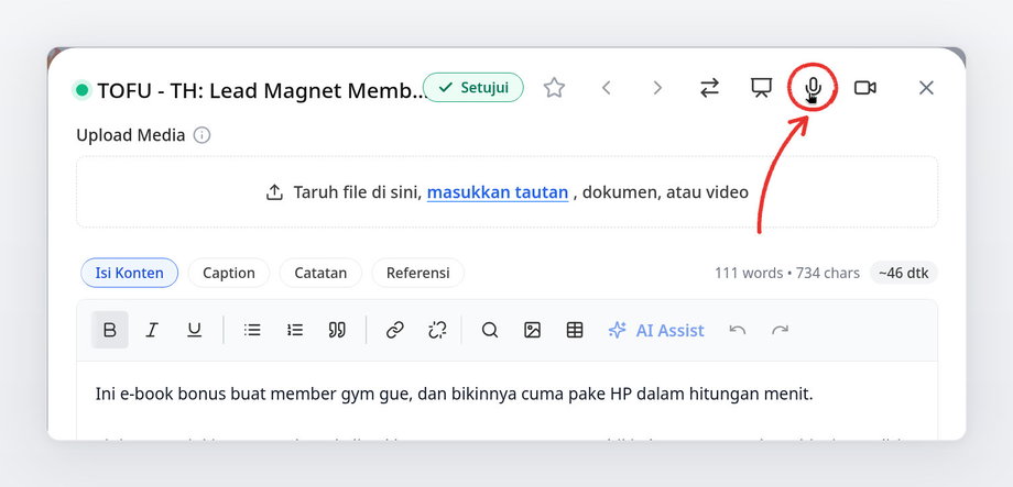 Ikon mikrofon untuk rekam suara