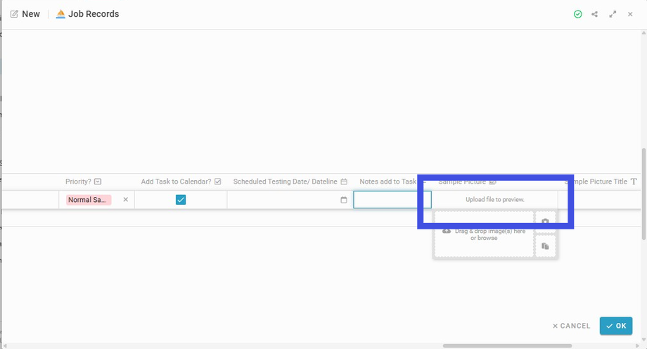 Upload Sample Picture to the field 'Sample Picture' (if any)