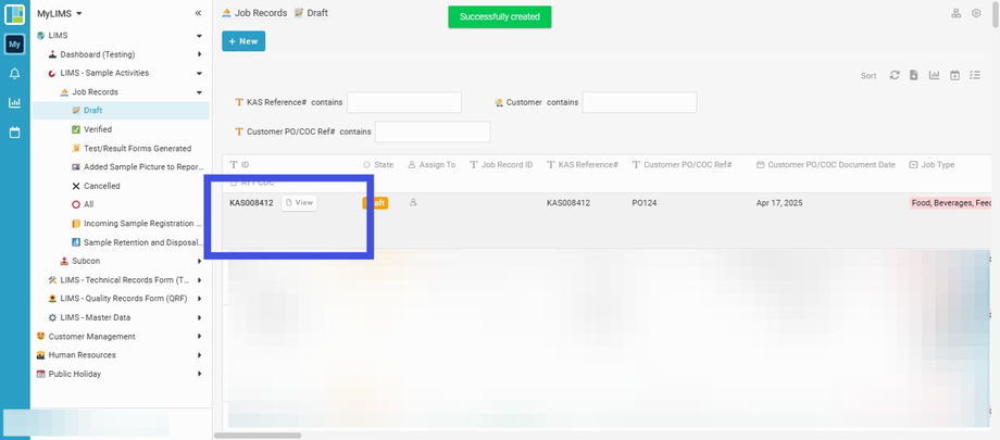 Find the new Job Record here