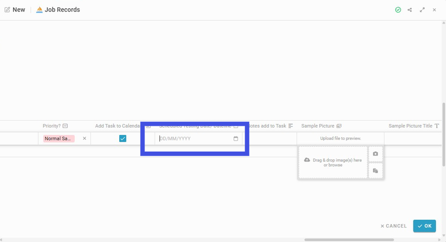 Choose a date on the 'Scheduled Testing Date/ Dateline' to schedule testing