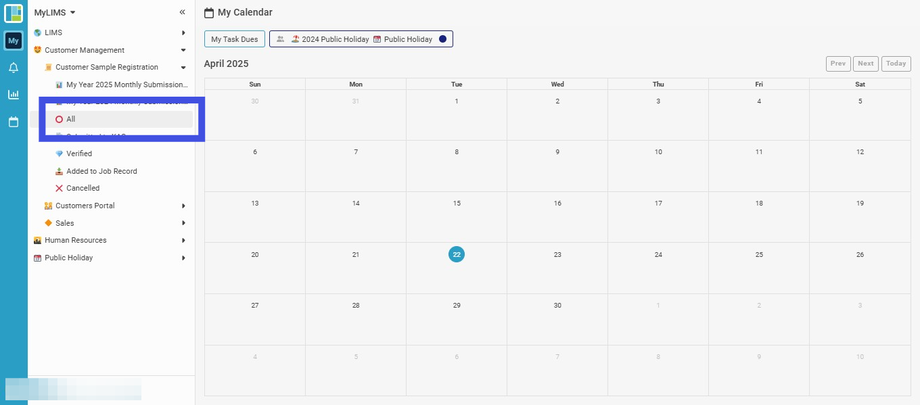 Navigate to 'All' Listing