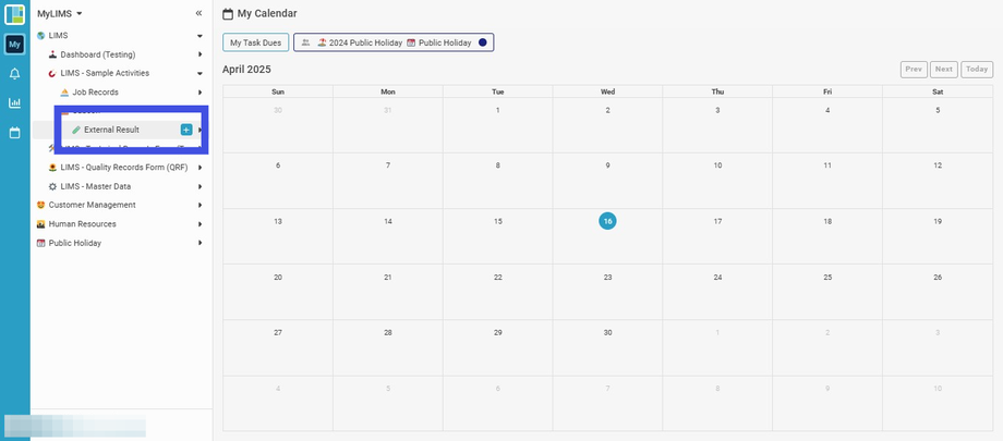 Click 'External Results'