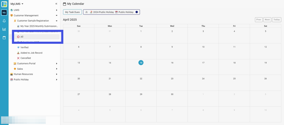 Navigate to 'All' Listing