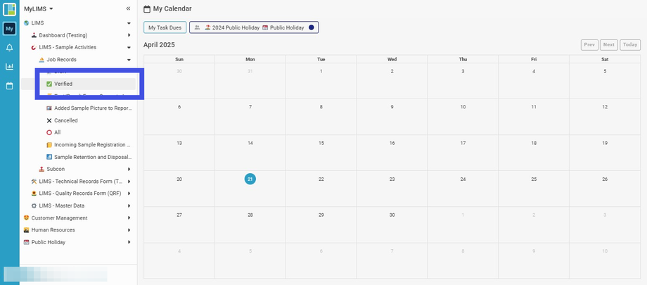 Navigate to 'Verified' Listing