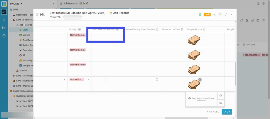 Tick the box to add the Task to the Calendar (for scheduling activities)
