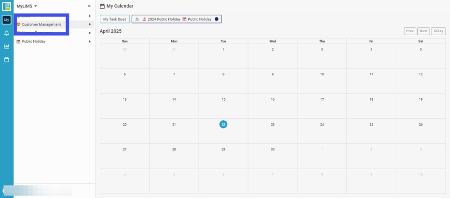 Click 'Customer Management'