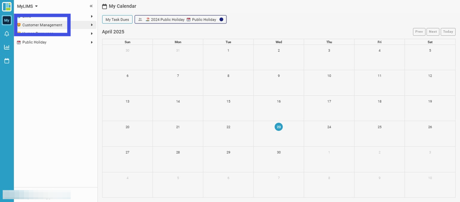 Click 'Customer Management'