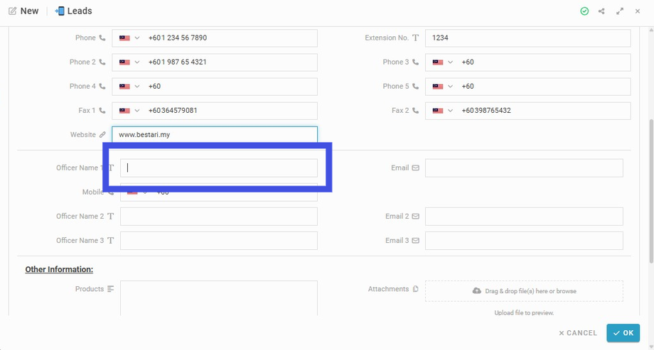 Enter 'Officer Name'