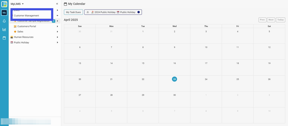 Click 'Customer Management'