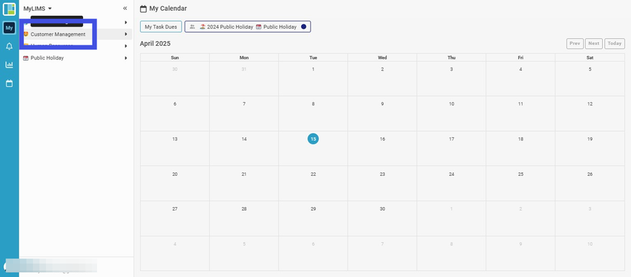 Click 'Customer Management'