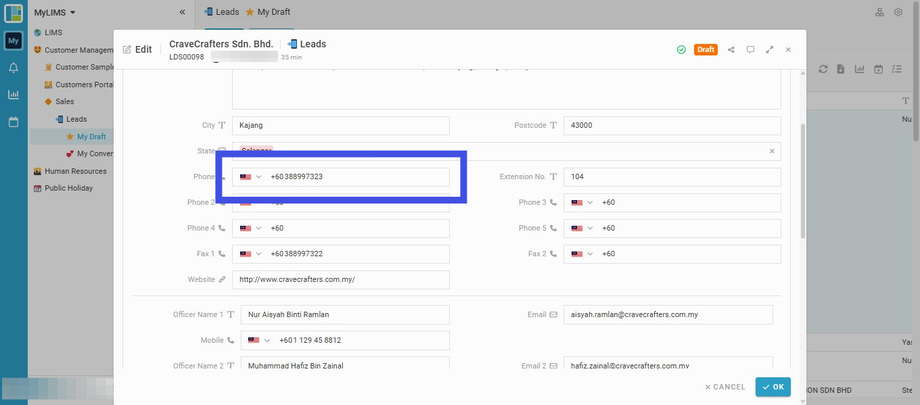 Navigate to the section that needs to be edited to edit the details