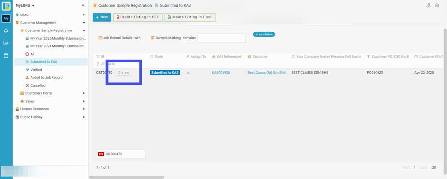 Navigate and click the 'View'