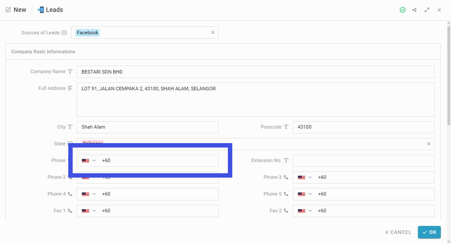 Insert 'Phone number'