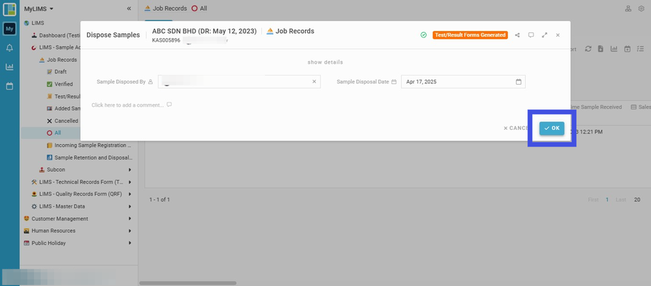 Click the 'OK' button