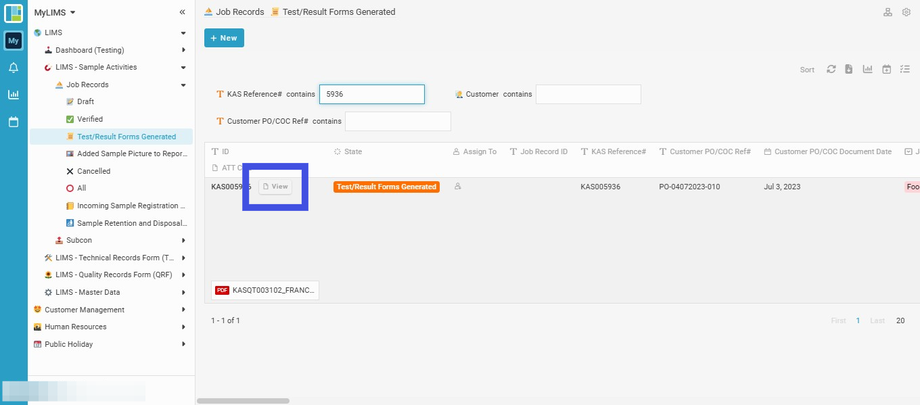 Navigate to and click 'View'