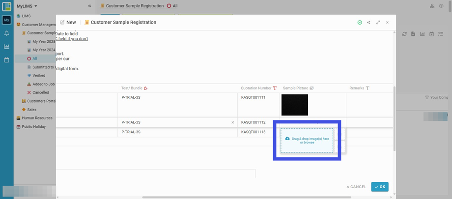 Continue adding the Sample Picture for the rest of the samples