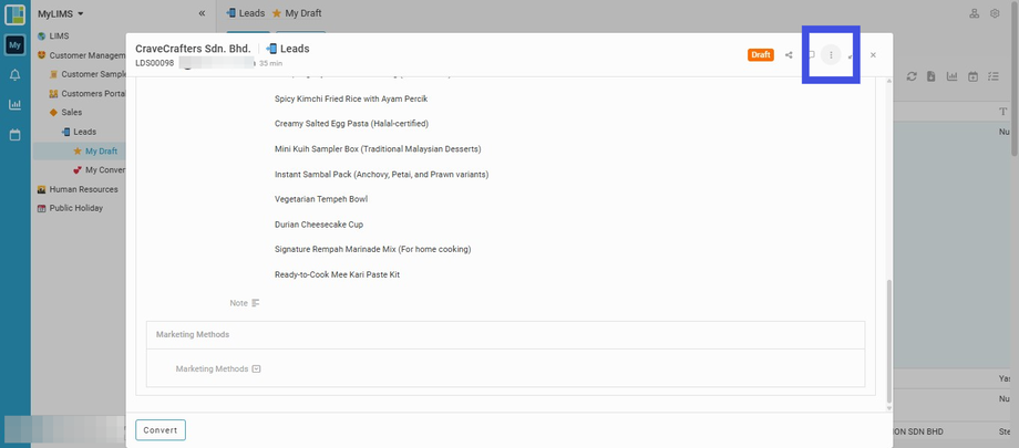 Navigate to and click the '3 dots'