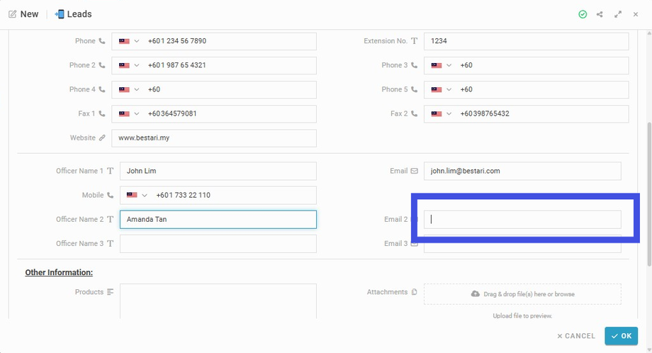 Insert the second and third Email (if any)