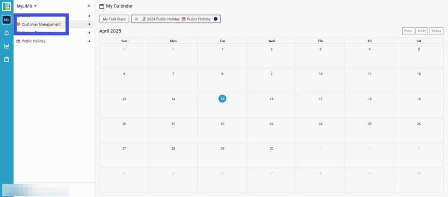 Click 'Customer Management'