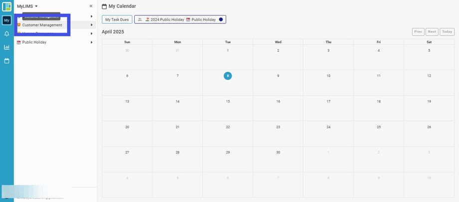 Click the 'Customer Management'