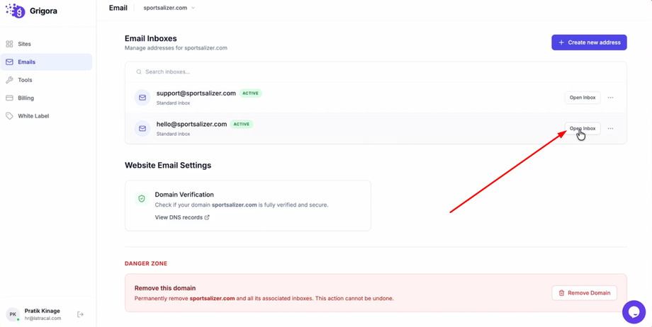 Client emails for communication