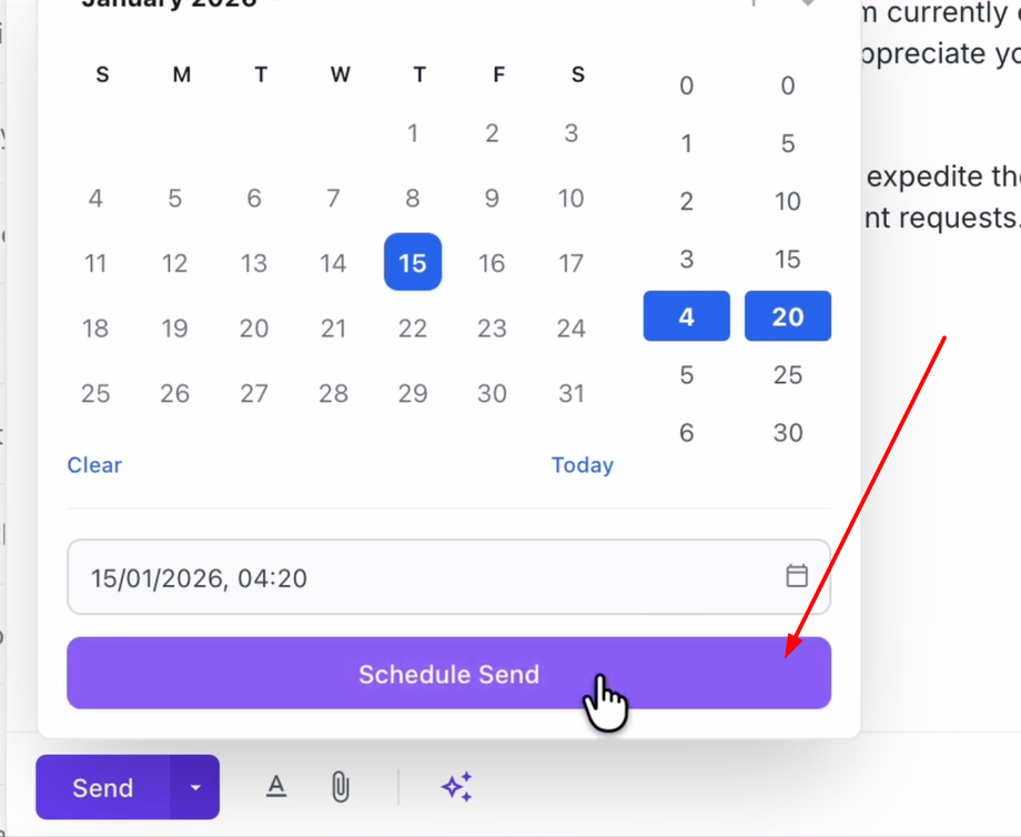 Select your required date and time