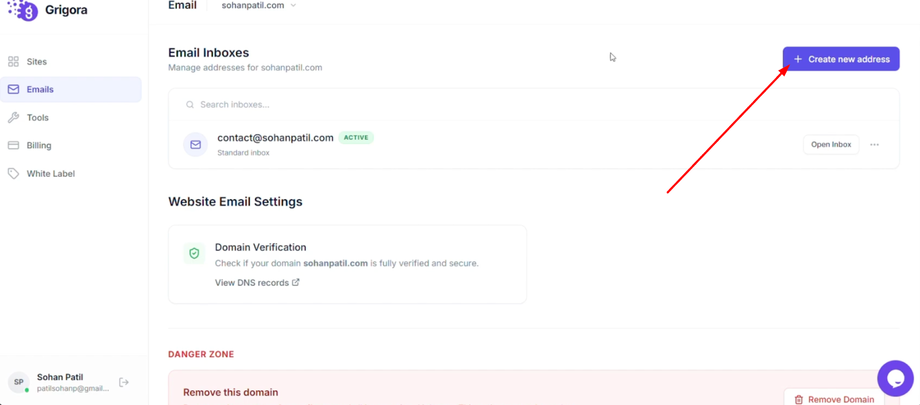 Create new email address