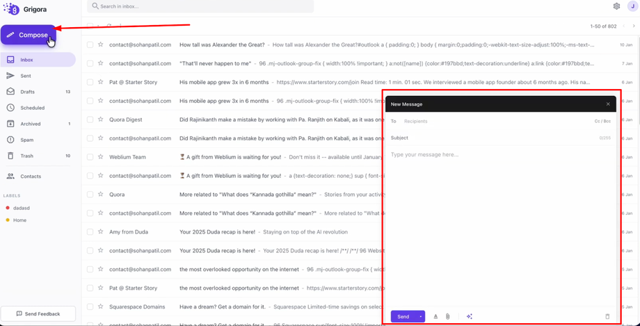 click the “Compose” button