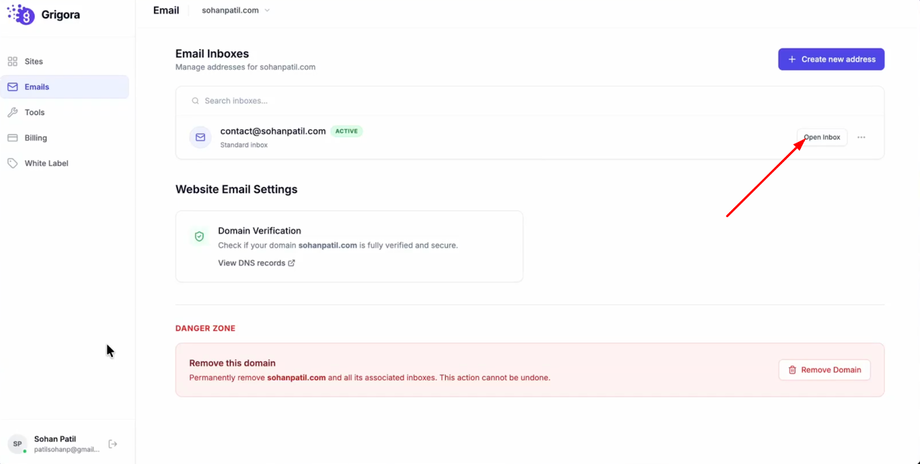Click "Open inbox".&nbsp;