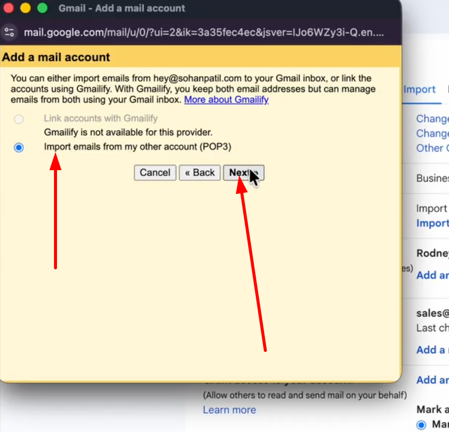 Select "Import emails from my other account (POP3)".&nbsp;