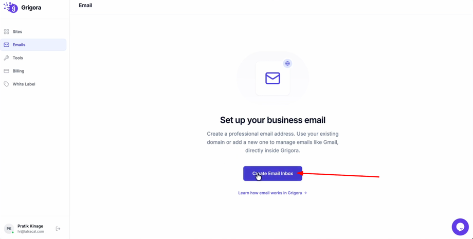 Create email inbox