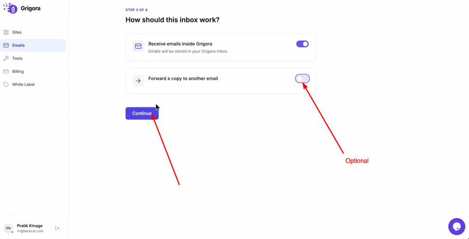 Enter a forwarding address