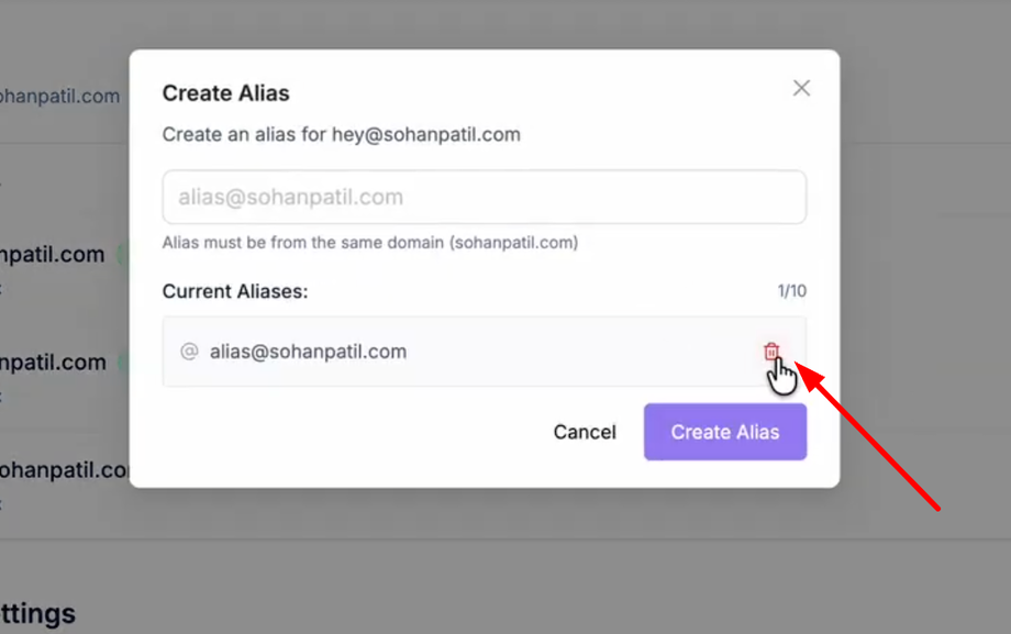 Click the delete button
