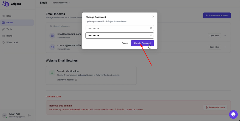 Click "Update password"