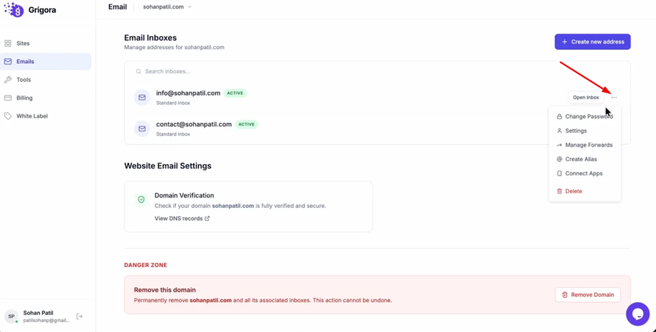 Click the three dots icon
