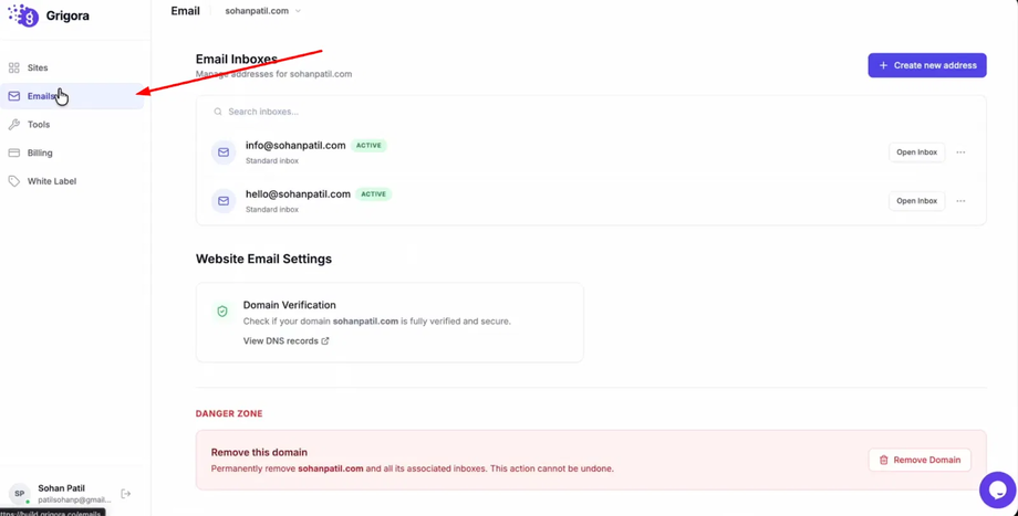 Click on "Mails".&nbsp;