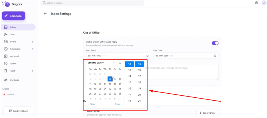 Set your "Start date"