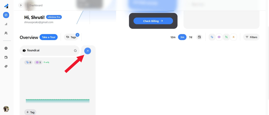 Click the arrow next to project name