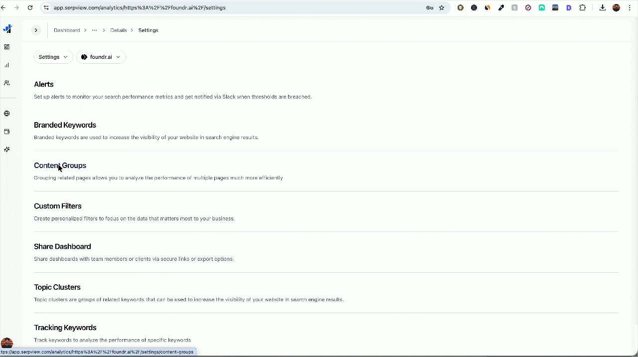 Gif showing all settings