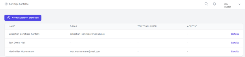 Sonstige Kontakte erstellen