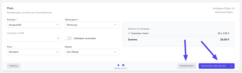 Buchung abschließen