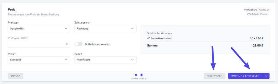 Buchung abschließen