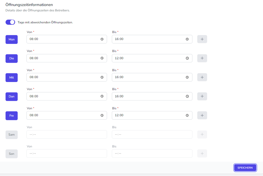 Allgemein Öffnungszeiten 2