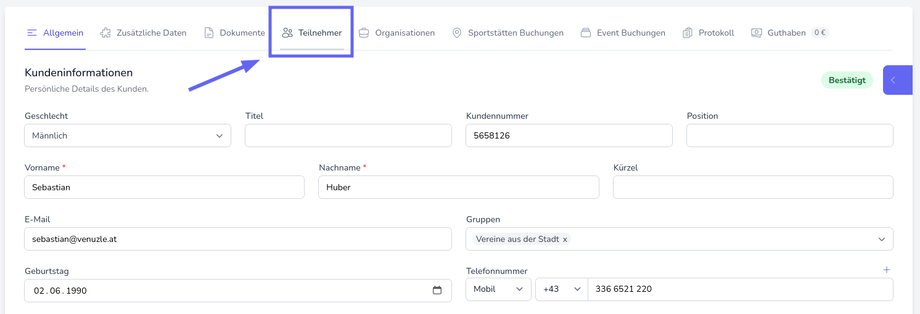 Teilnehmer hinzufügen